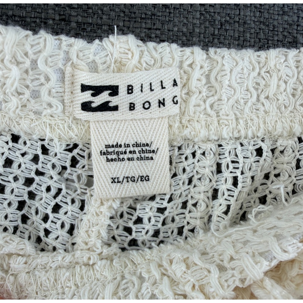 Billabong Largo Beach Pant Cream Crochet Knit Wide Leg Cover Up ABJX600226 XL - Picture 7 of 10